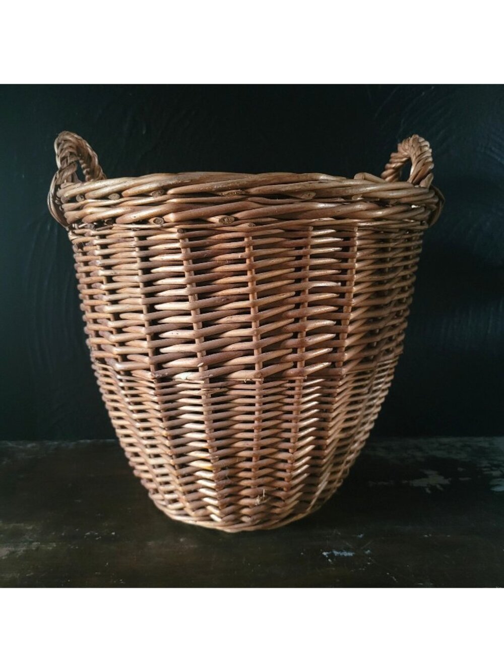 Vintage Basket w/ Handles Rustic Farmhouse French Country Cottage Style 10.25"